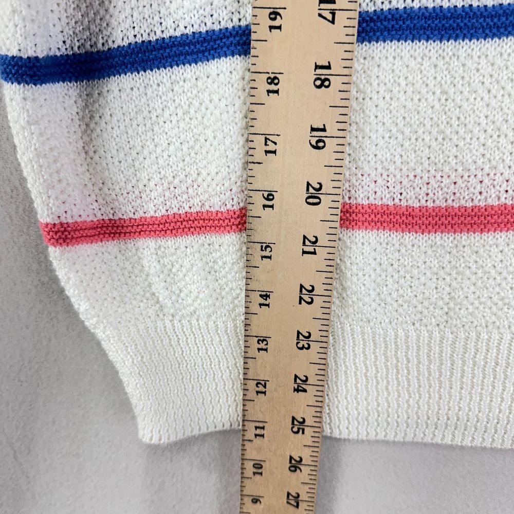 VTG 80s Wentworth Gallery Sweater Womens M White Striped Short Sleeve USA - Picture 7 of 8